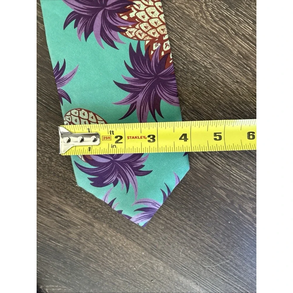 Vintage Chaps Ralph Lauren Pineapple Silk Tie Green FUN MINT Made In USA